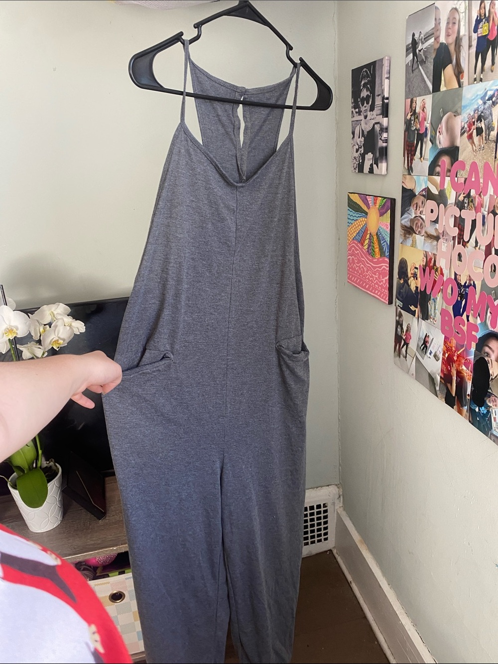 Grey Women's Jumpsuit with Pockets